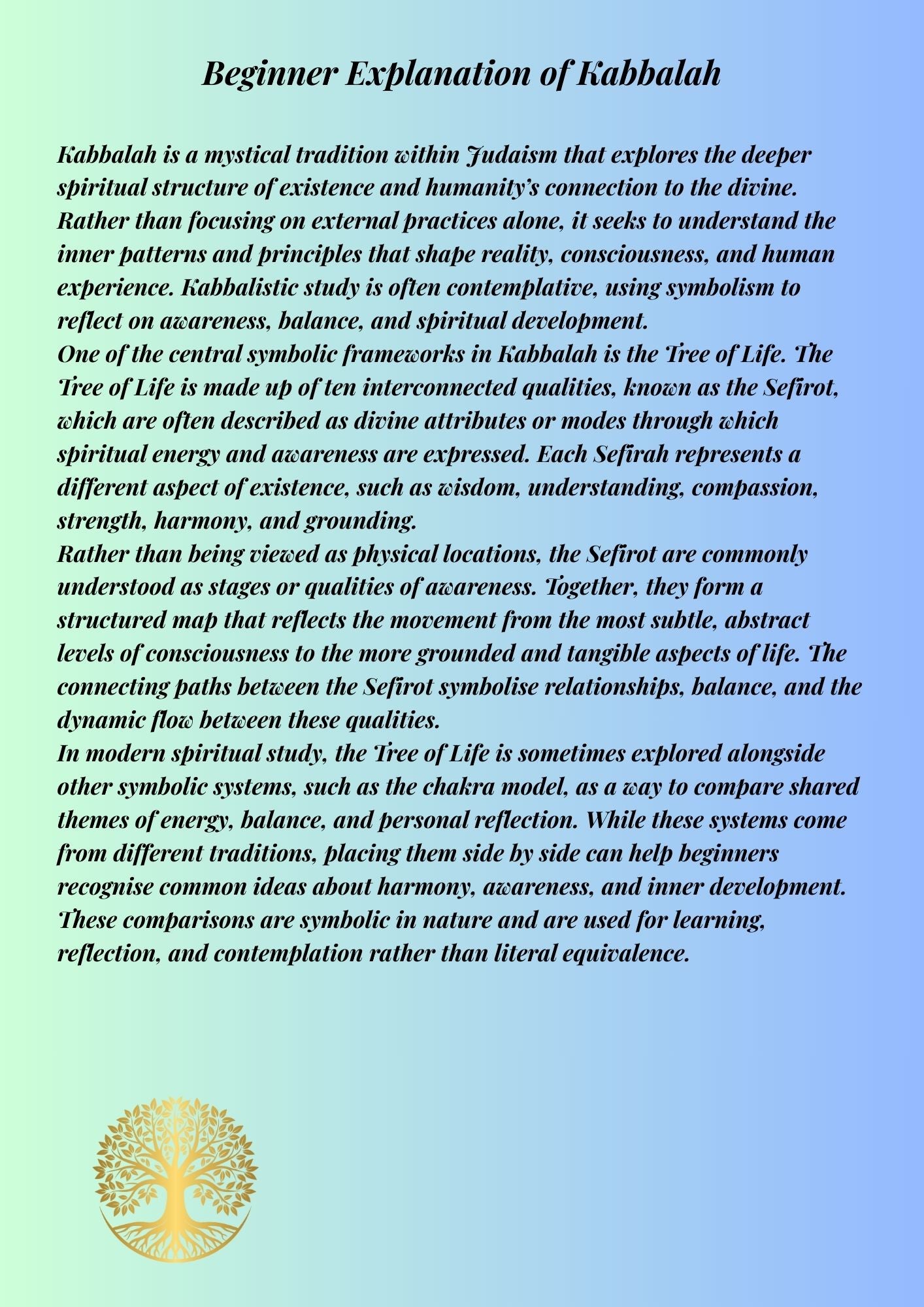 Beginner’s Guide to Kabbalah A Gentle Introduction to the Tree of Life