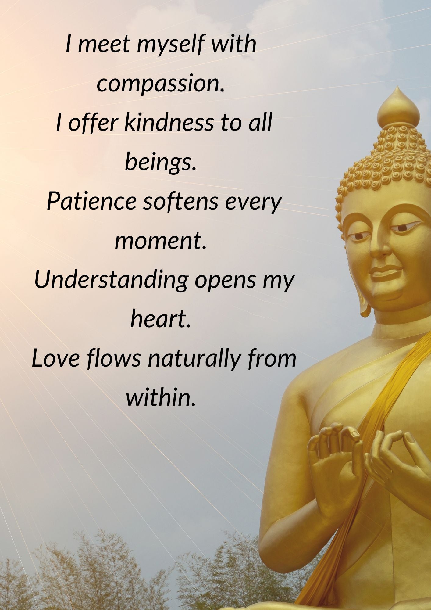 Buddha-Inspired Mindfulness Affirmations | Set of 5 Calm & Peaceful Printable Wall Art