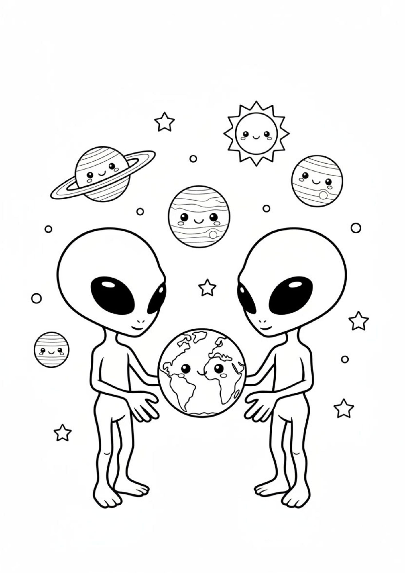 Fun Space & Friendly Aliens Coloring Book for Kids (Ages 5–8)