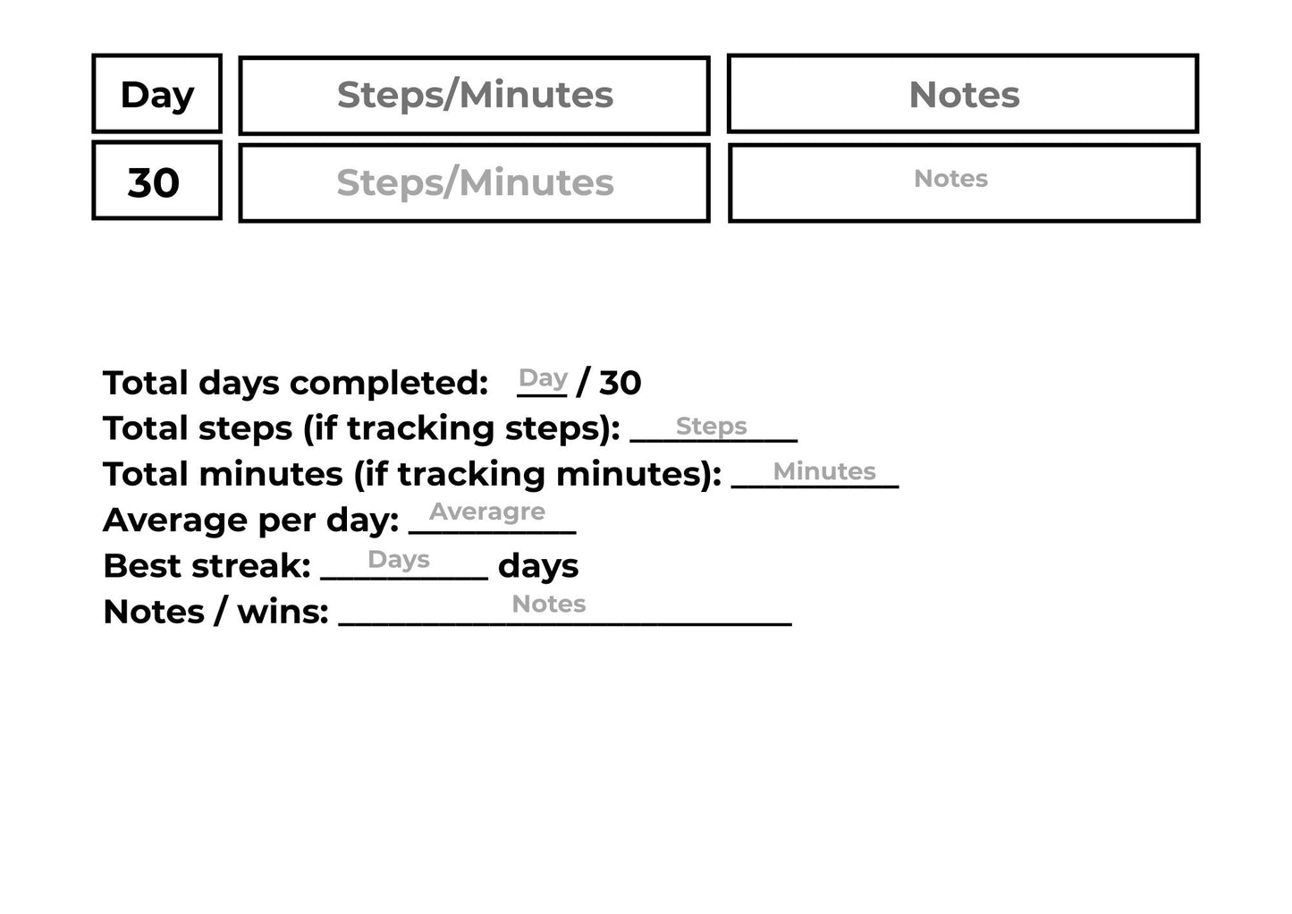 30-Day Walking Challenge | Printable Walking Tracker & Editable Canva Template
