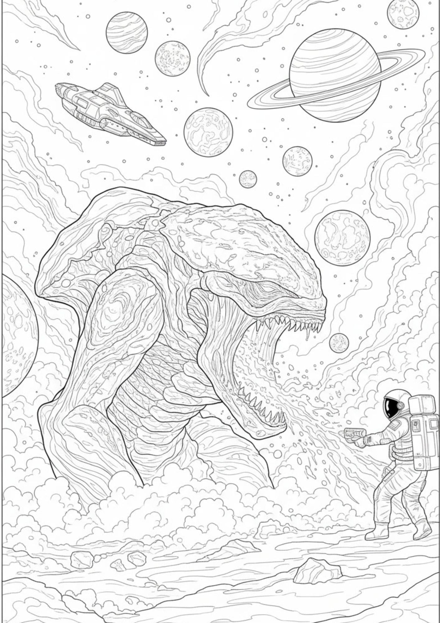 Alien Space Coloring Book for Ages 12–14