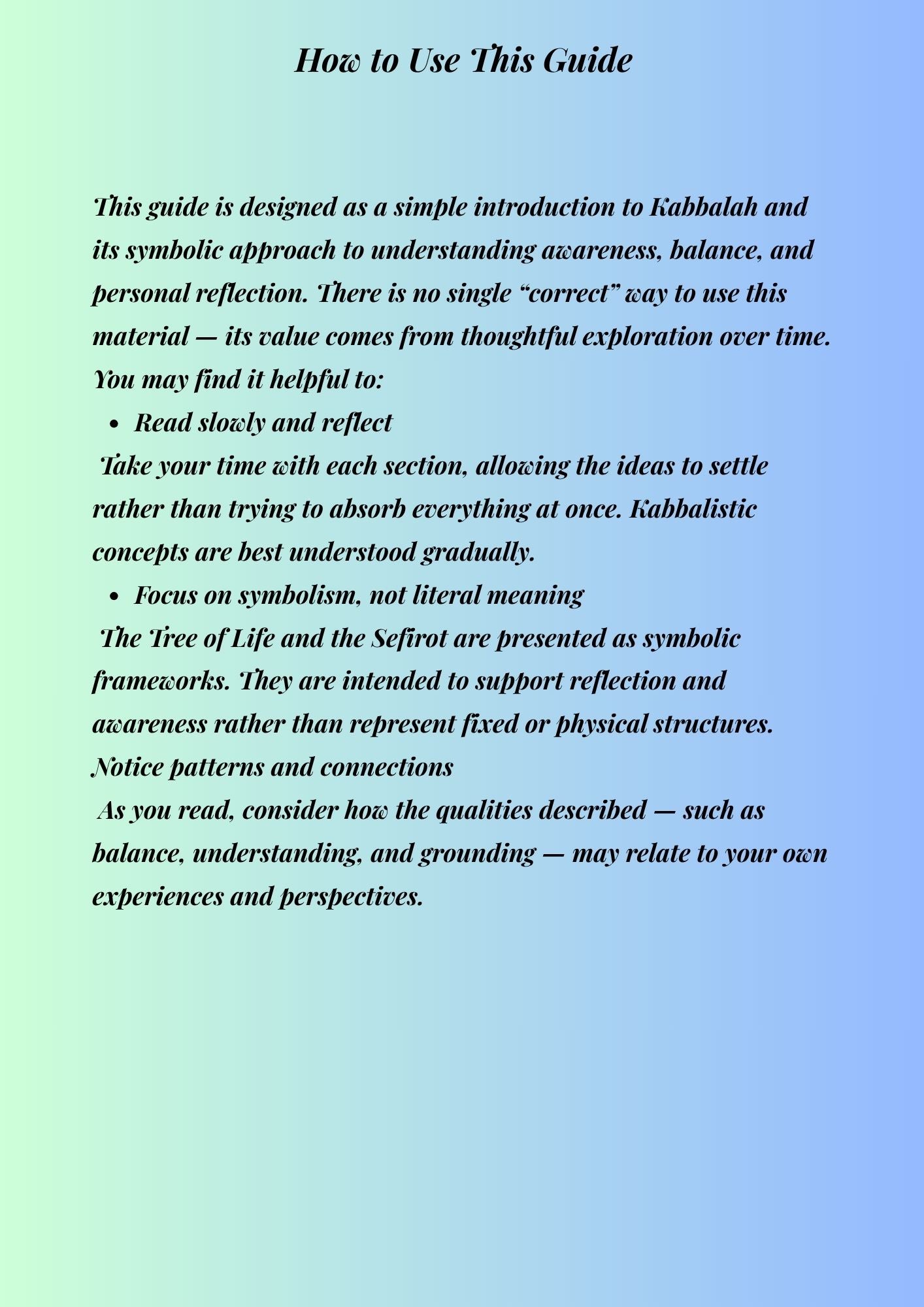 14.03 8 Pages" Beginner’s Guide to Kabbalah: A Gentle Introduction to the Tree of Life & Symbolic Meaning (Digital PDF)