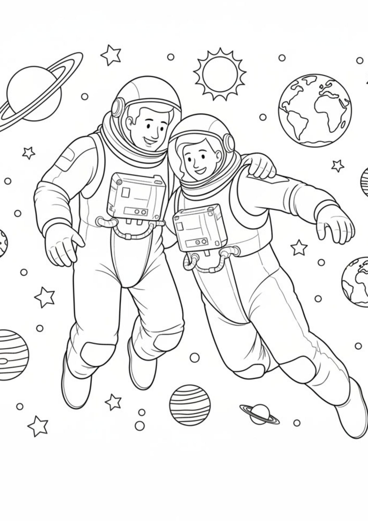 Fun Space & Friendly Aliens Coloring Book for Kids (Ages 5–8)