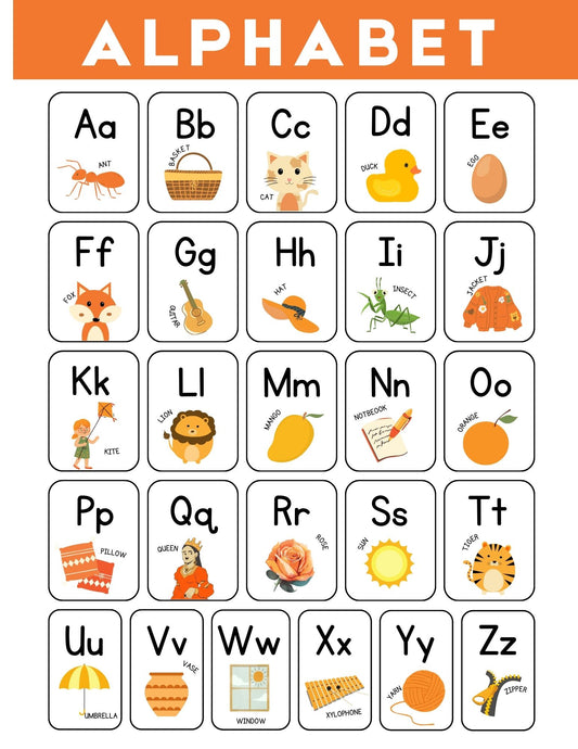 Alphabet Chart A–Z | Preschool Alphabet Poster | Early Learning Letter Recognition Printable