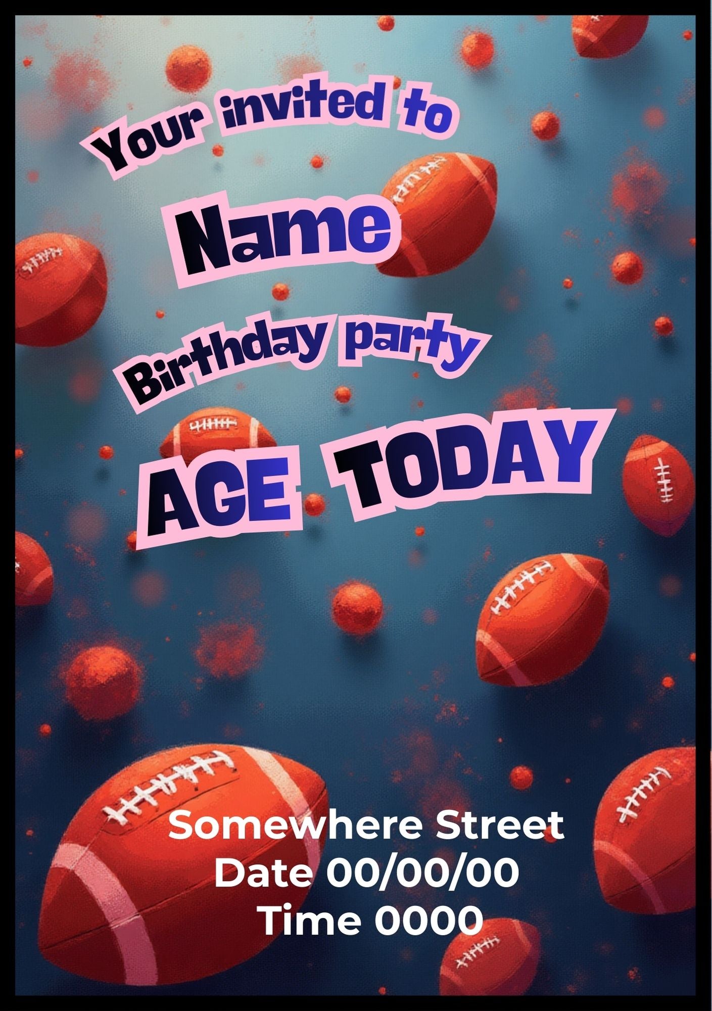 Editable Kids Birthday Invitation – Football Theme (Canva Template)