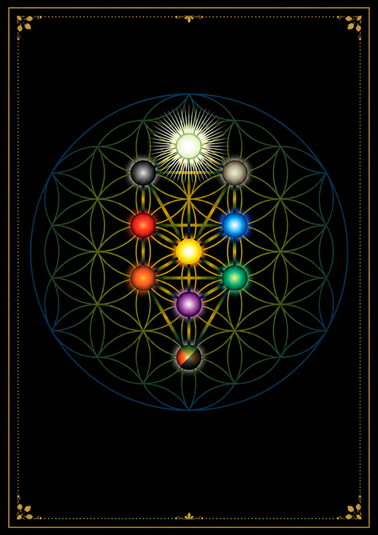 13.08 Sacred Geometry Chakra Alignment Print | Flower of Life Chakra Wall Art | Energy Balance Meditation Poster | Spiritual Healing Art | Digital Download
