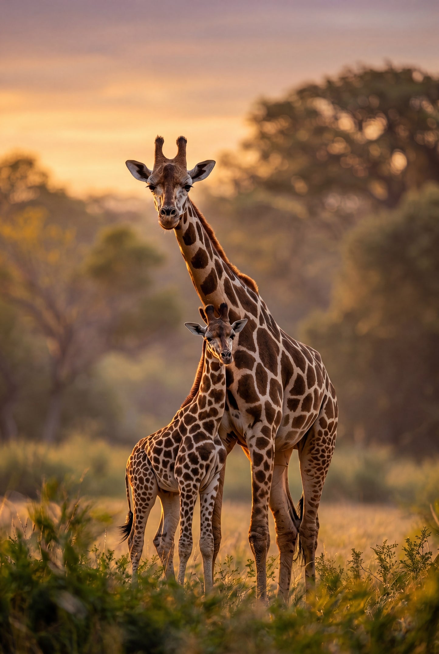 10.06 Giraffe Wall Art Print, Giraffe and Calf Poster, Wildlife Animal Art, Nursery Decor Printable, Nature Wall Art Download