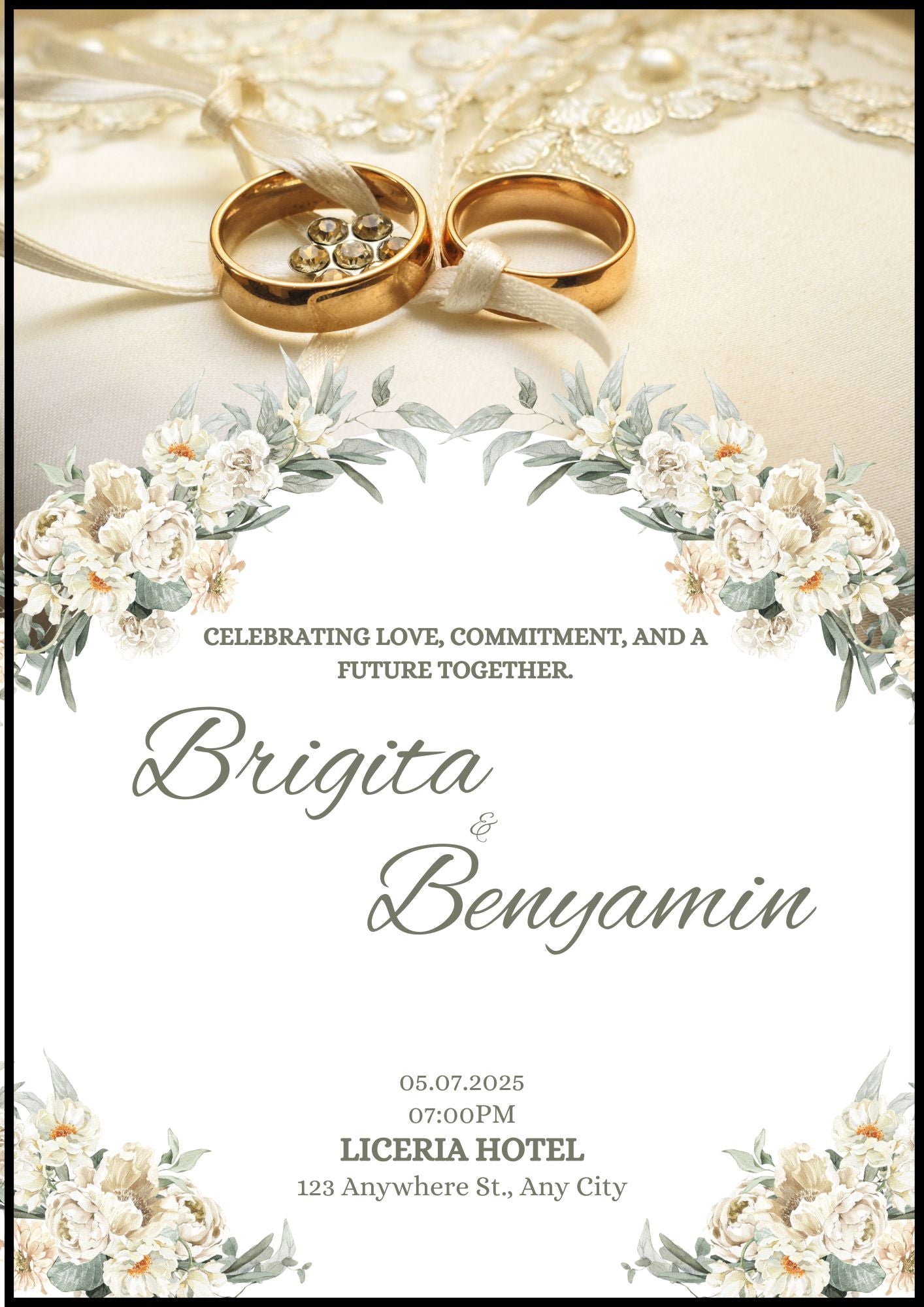 Editable Engagement Invitation Template | Celebrate Our Engagement | Modern Engagement Party Invite | A4 Printable | Canva Instant Download