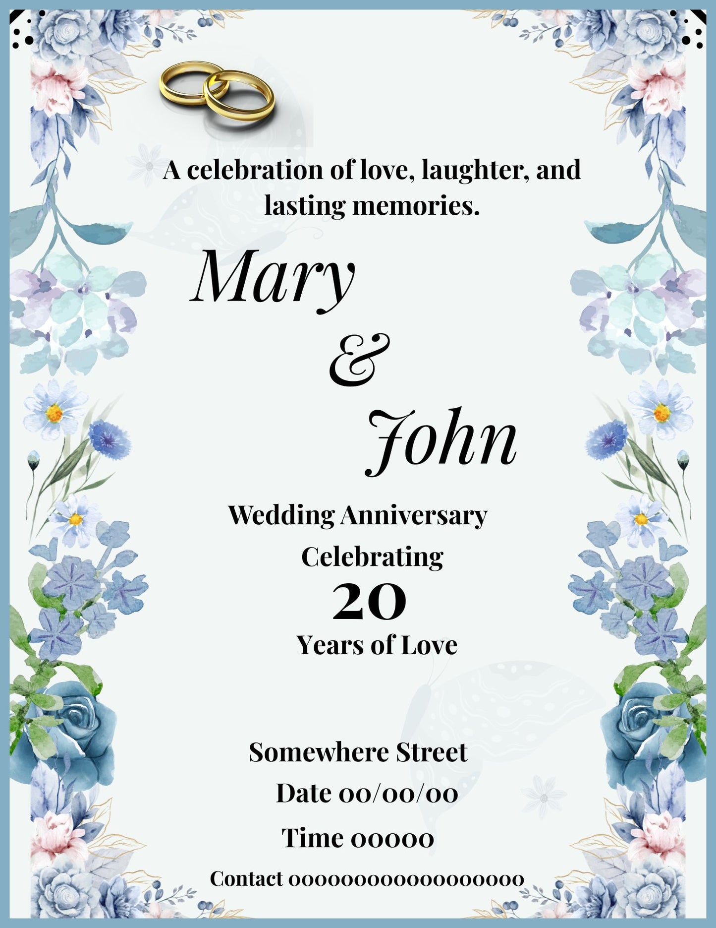 Wedding Anniversary Invitation Template | Elegant Floral Canva Invite | 25th 50th 60th Anniversary (Copy) (Copy)
