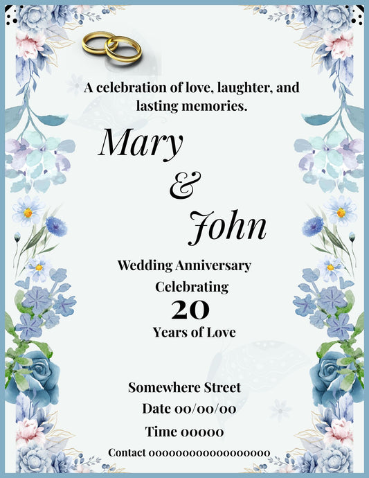 Wedding Anniversary Invitation Template | Elegant Floral Canva Invite | 25th 50th 60th Anniversary (Copy) (Copy)