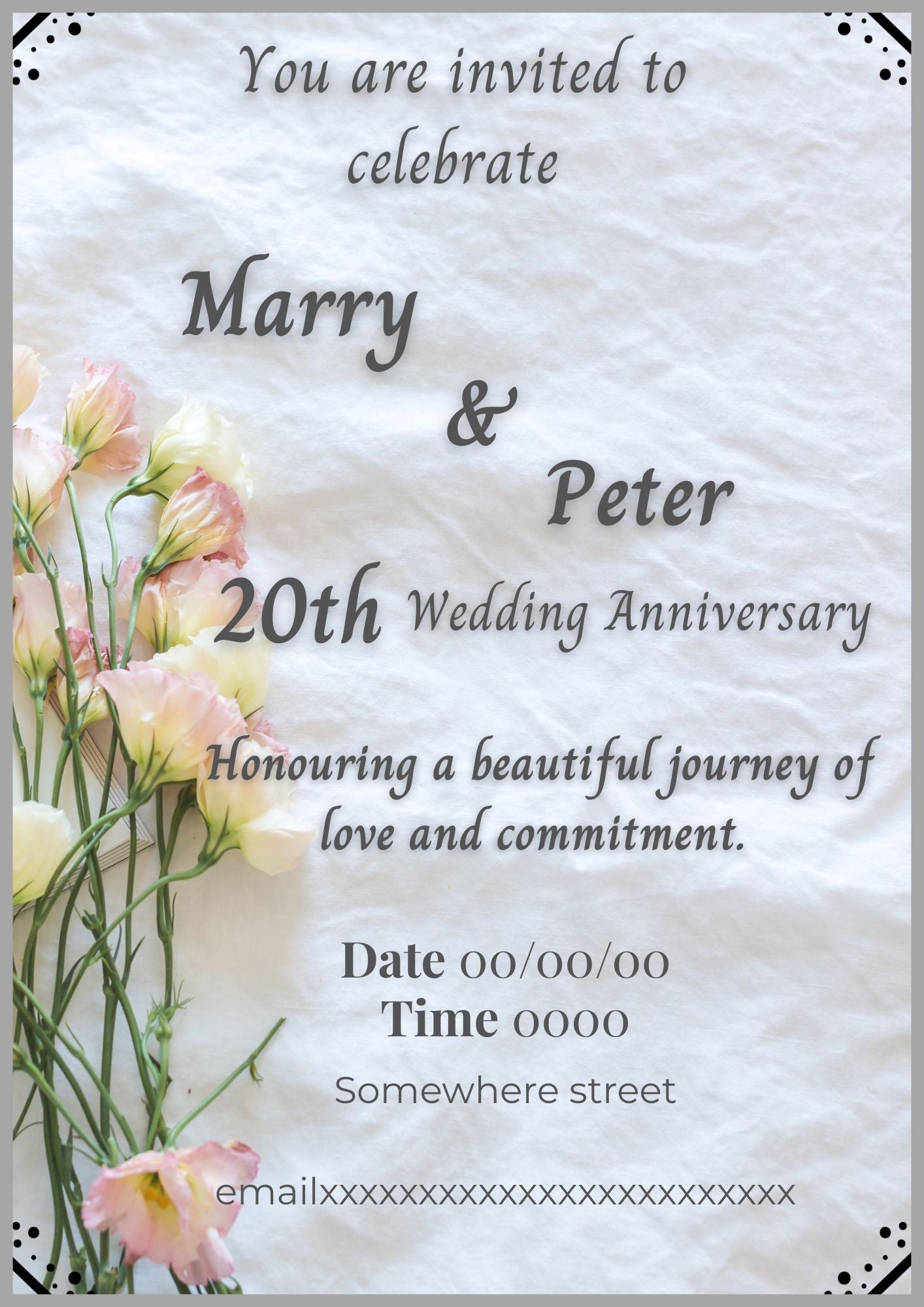 Wedding Anniversary Invitation Template | Elegant Gold Floral Canva Invite | 25th 50th 60th Anniversary (Copy)