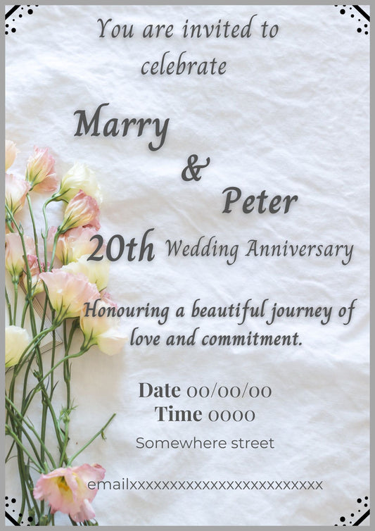 Wedding Anniversary Invitation Template | Elegant Gold Floral Canva Invite | 25th 50th 60th Anniversary (Copy)