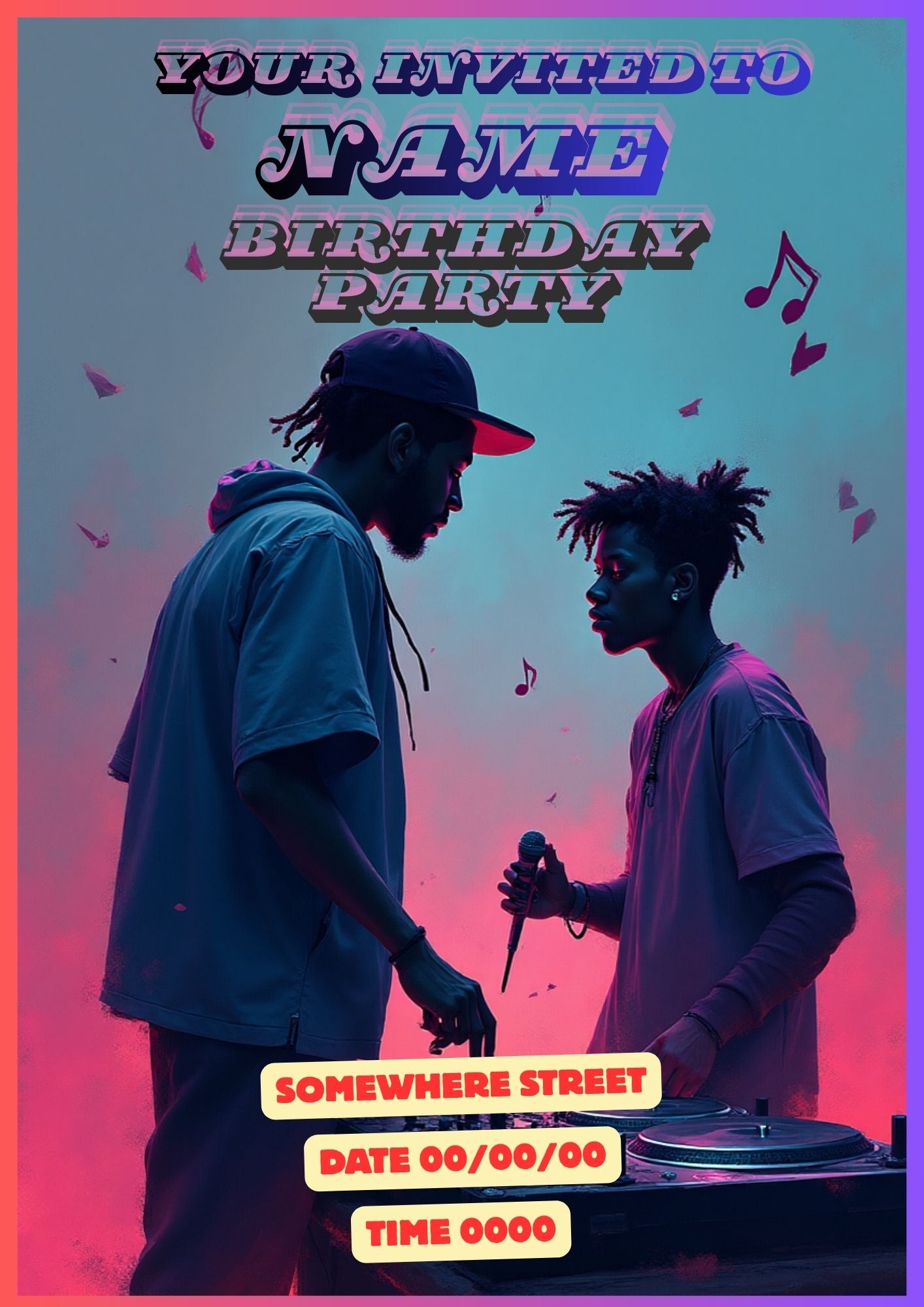 Teenagers Birthday Invitation – Rocking DJ Theme (Canva Template)