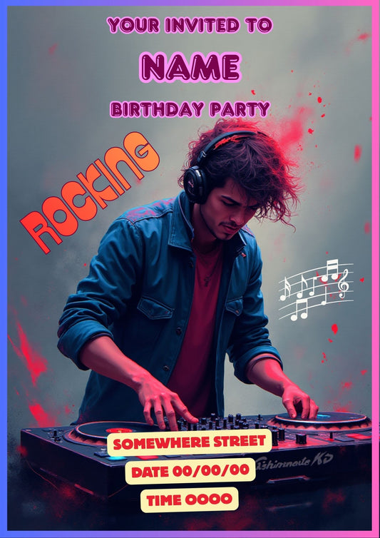 Teenagers Birthday Invitation – Rocking DJ Theme (Canva Template)