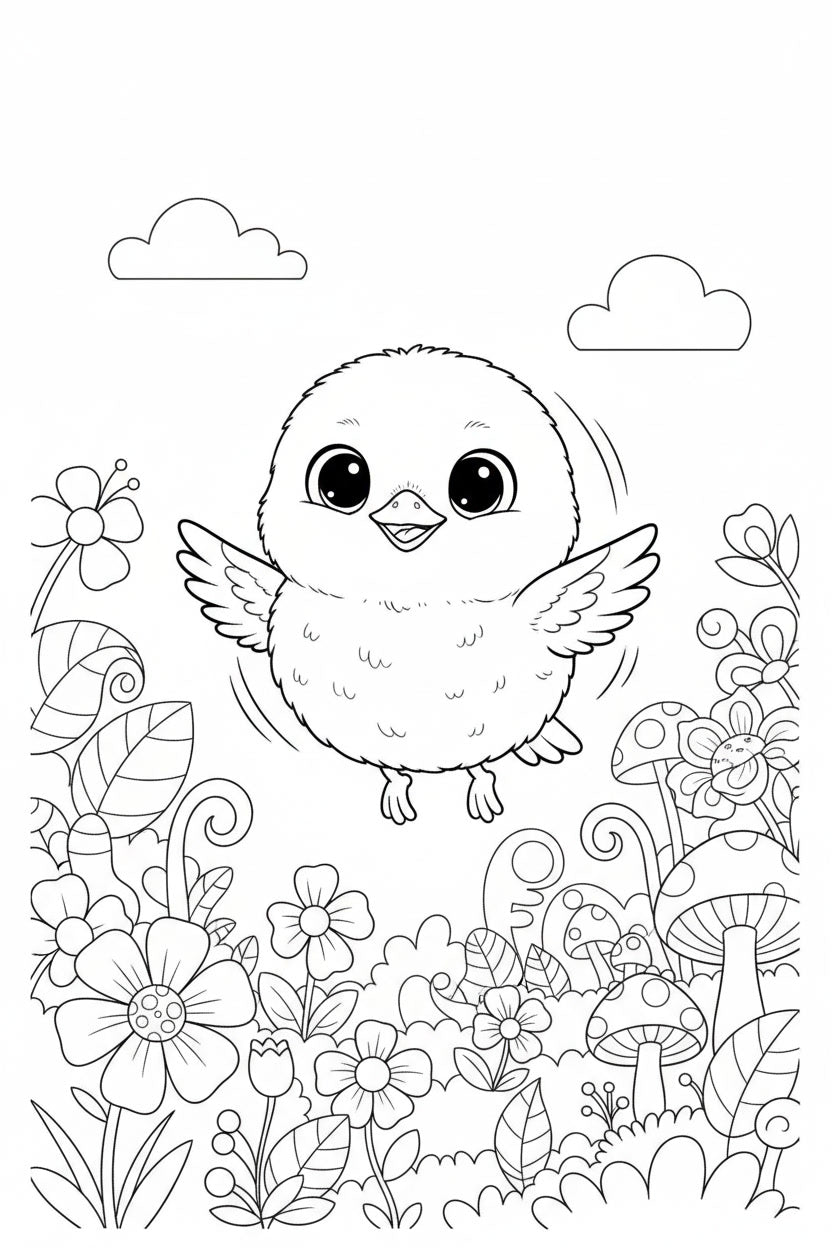 8.10 "24 Pages" Fuzzy Giggles Colouring Book for Kids Ages 4–7, Cute Animal Friends Coloring Pages, Printable Kids Activity Book
