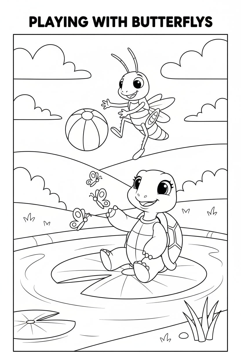 8.10 "24 Pages" Fuzzy Giggles Colouring Book for Kids Ages 4–7, Cute Animal Friends Coloring Pages, Printable Kids Activity Book