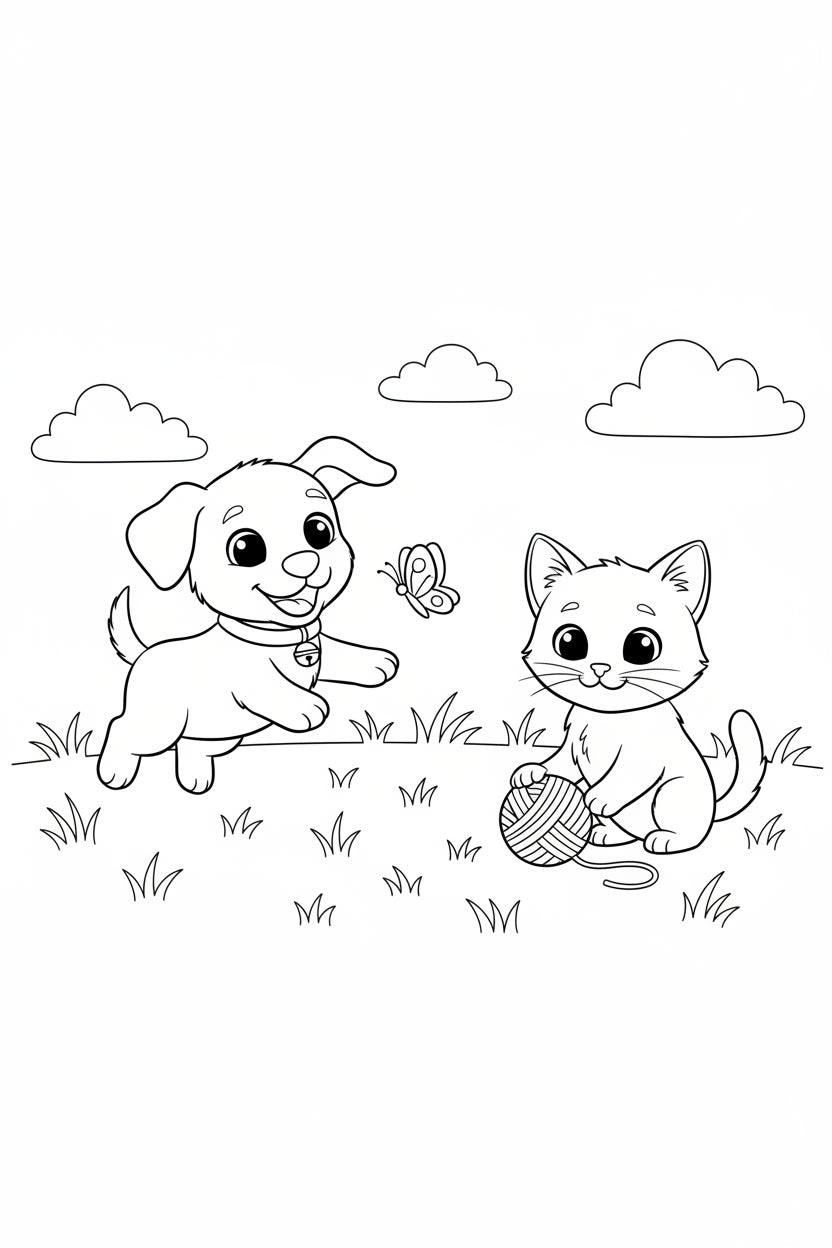 8.10 "24 Pages" Fuzzy Giggles Colouring Book for Kids Ages 4–7, Cute Animal Friends Coloring Pages, Printable Kids Activity Book