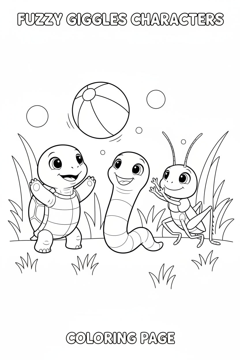 8.10 "24 Pages" Fuzzy Giggles Colouring Book for Kids Ages 4–7, Cute Animal Friends Coloring Pages, Printable Kids Activity Book