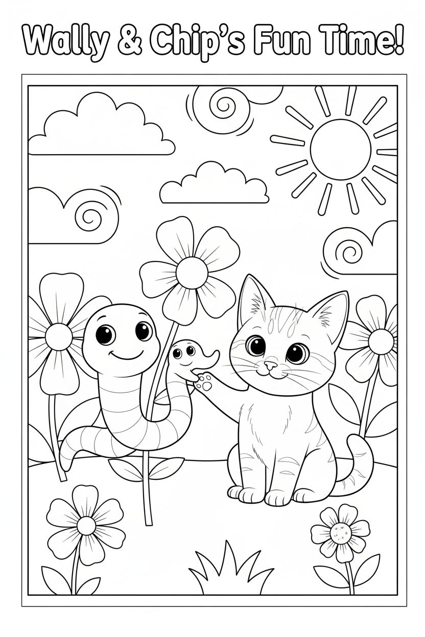 8.10 "24 Pages" Fuzzy Giggles Colouring Book for Kids Ages 4–7, Cute Animal Friends Coloring Pages, Printable Kids Activity Book