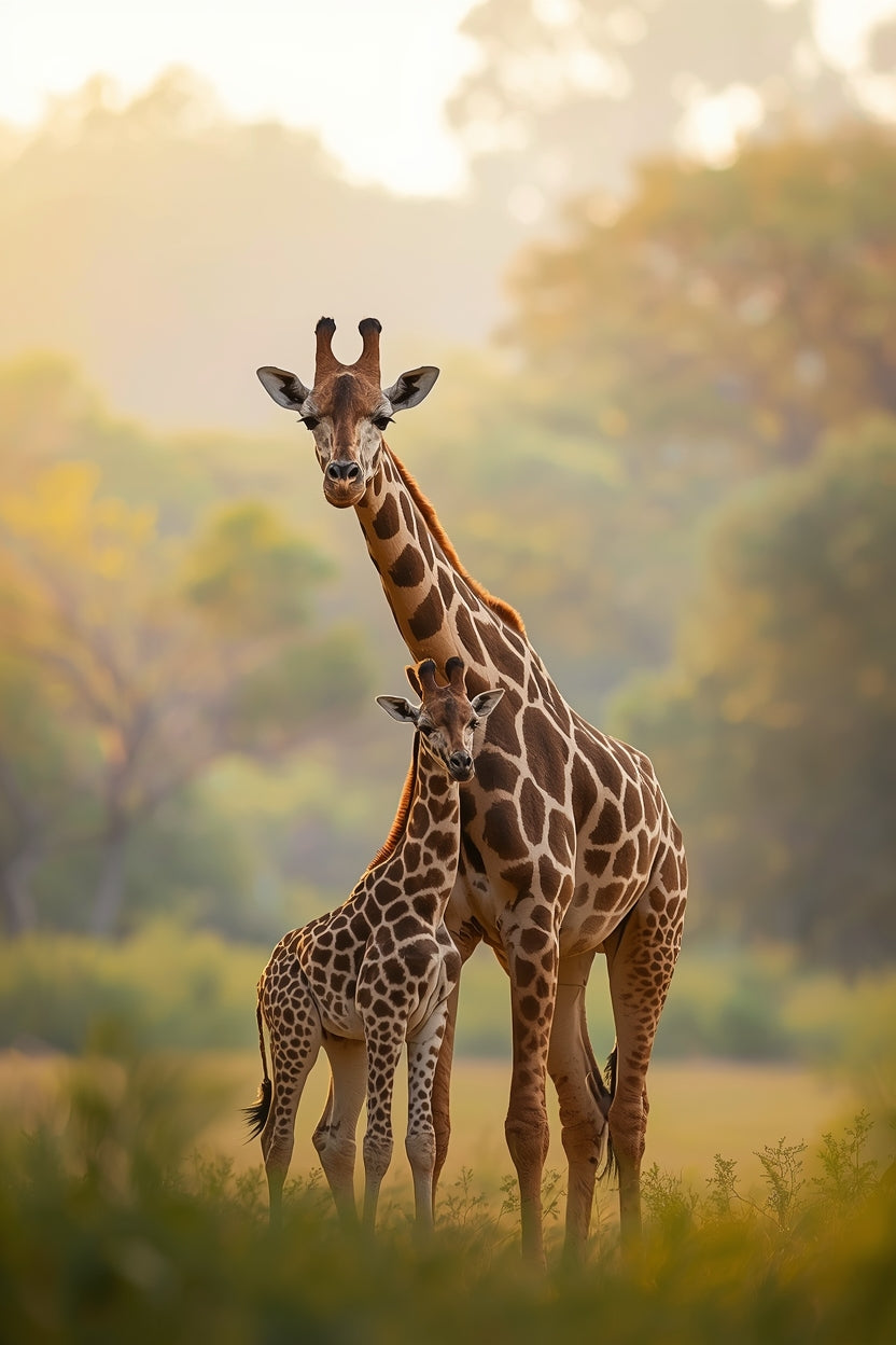 Gentle Giraffe & Calf Wildlife Wall Art Print – A4 Printable 03