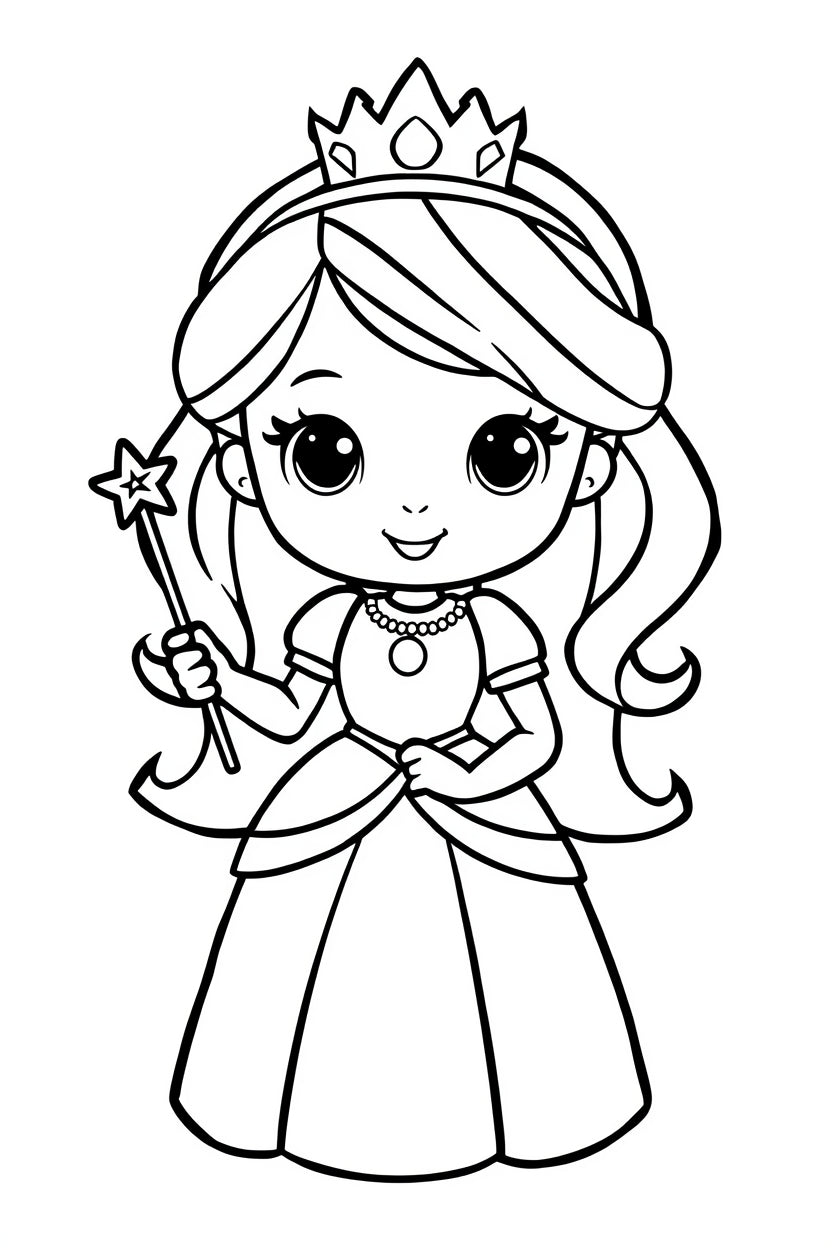 8.08 "24 Pages" Princess & Fairy Colouring Book for Kids Ages 4–7 | Cute Magical Coloring Pages Printable