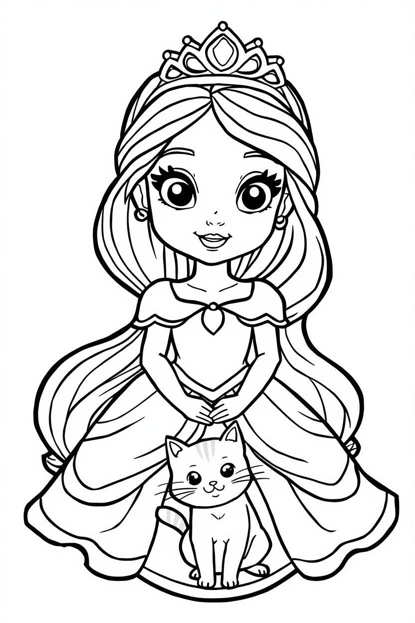 8.08 "24 Pages" Princess & Fairy Colouring Book for Kids Ages 4–7 | Cute Magical Coloring Pages Printable