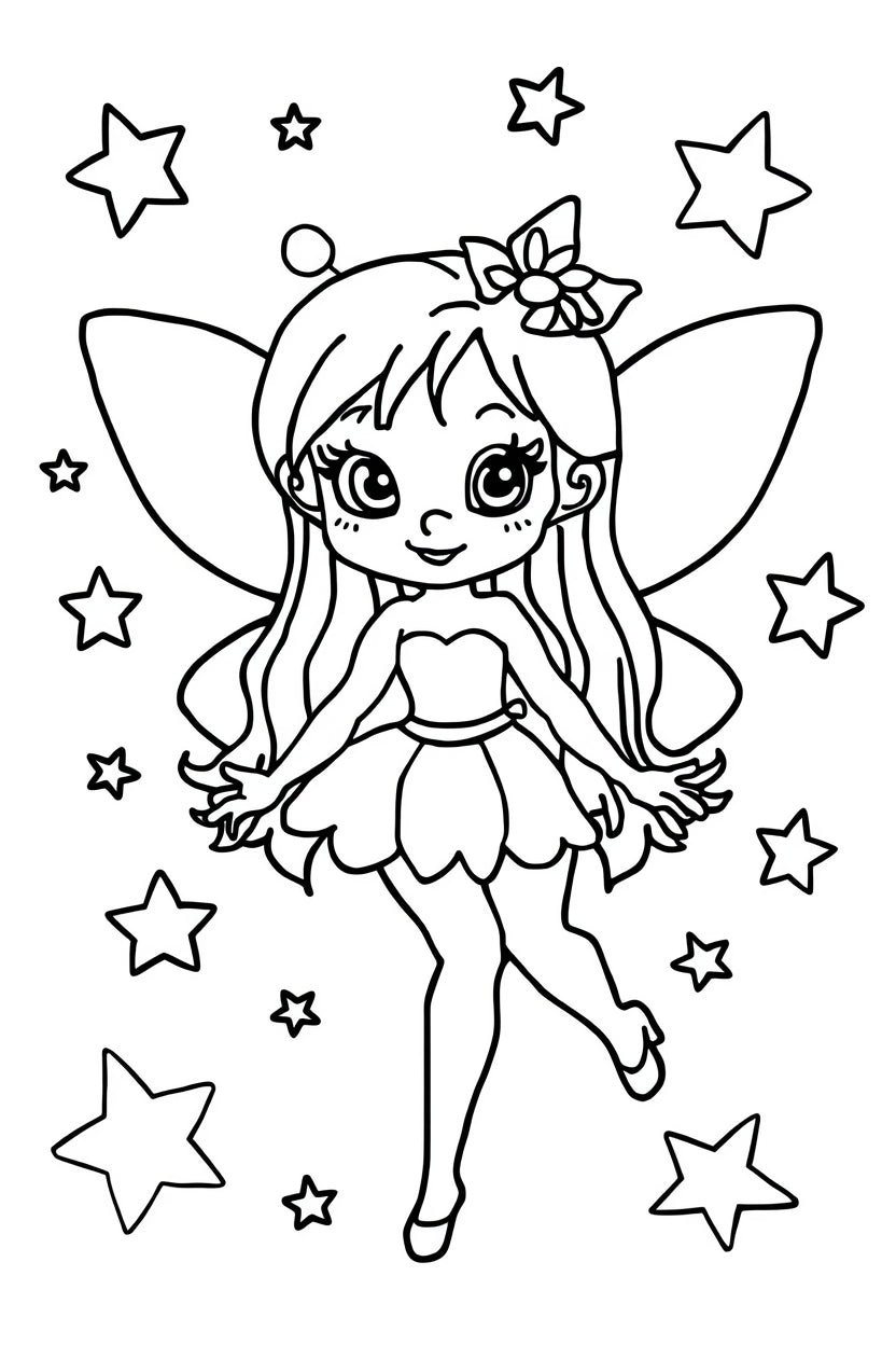 8.08 "24 Pages" Princess & Fairy Colouring Book for Kids Ages 4–7 | Cute Magical Coloring Pages Printable